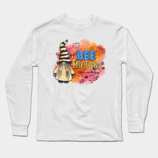 Bee mindful garden gnome watercolour design Long Sleeve T-Shirt